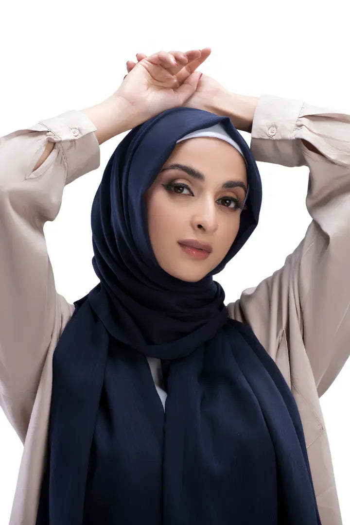 Turkish Lawn Hijab - Navy Blue